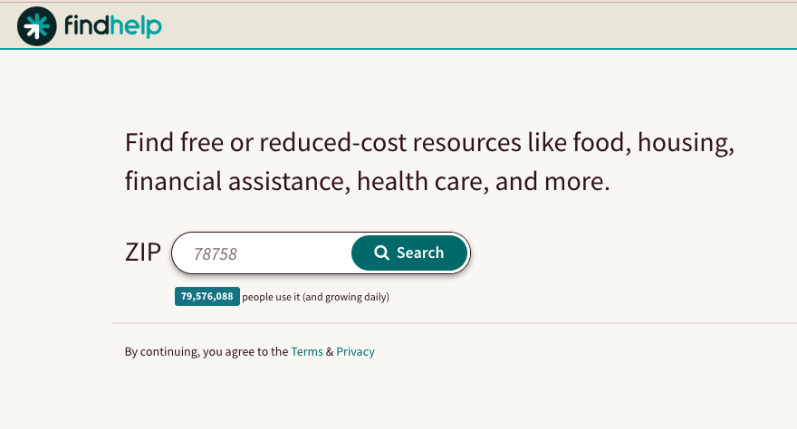 Searching for Resources on Findhelp